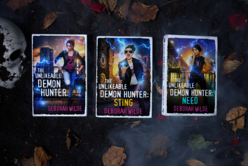 Covers for the first three books of the Nava Katz series: The Unlikeable Demon Hunter, The Unlikeable Demon Hunter: Sting, and The Unlikeable Demon Hunter: Crave.